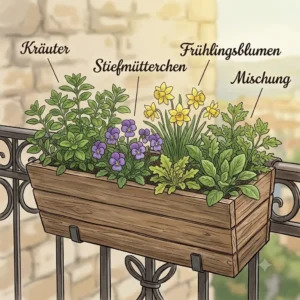In this fourth illustration, explore unique pflanzenkombinationen für balkonkästen incorporating herbs and vegetables.