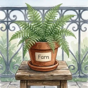 Lush green fern growing in a pot recommended as winterharte pflanzen für nordbalkon.