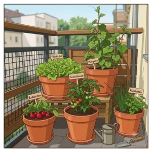 Der optimale Standort und Sonnenstunden für gemüsepflanzen für anfänger im topf auf dem Balkon.