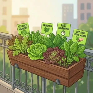 Fast-growing leafy greens serving as essbare pflanzen für urban gardening.
