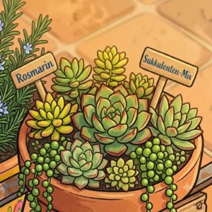 "A collection of varied succulents and cacti, which are ideal low-maintenance and heat-resistant pflanzen fuer sued-balkon hitzebestaendig."