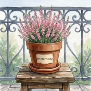 Pink blooming winter heather offering color as winterharte pflanzen für nordbalkon.