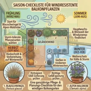 : A seasonal checklist for maintaining healthy balkonpflanzen für windige lage.