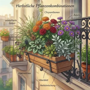 The final illustration in the series presents low-maintenance pflanzenkombinationen für balkonkästen for busy people.