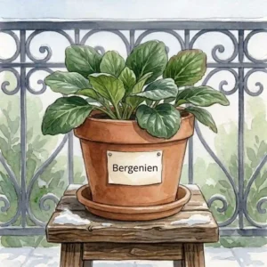Robust bergenia with thick green leaves ideal as winterharte pflanzen für nordbalkon.